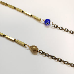 Glasses Chain Vintage brass bar chain Evil Eye - more colors available