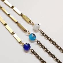 Load image into Gallery viewer, Glasses Chain Vintage brass bar chain Evil Eye - more colors available
