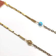 Load image into Gallery viewer, Glasses Chain Vintage brass bar chain Evil Eye - more colors available
