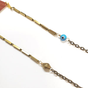 Glasses Chain Vintage brass bar chain Evil Eye - more colors available