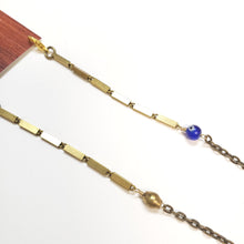 Load image into Gallery viewer, Glasses Chain Vintage brass bar chain Evil Eye - more colors available
