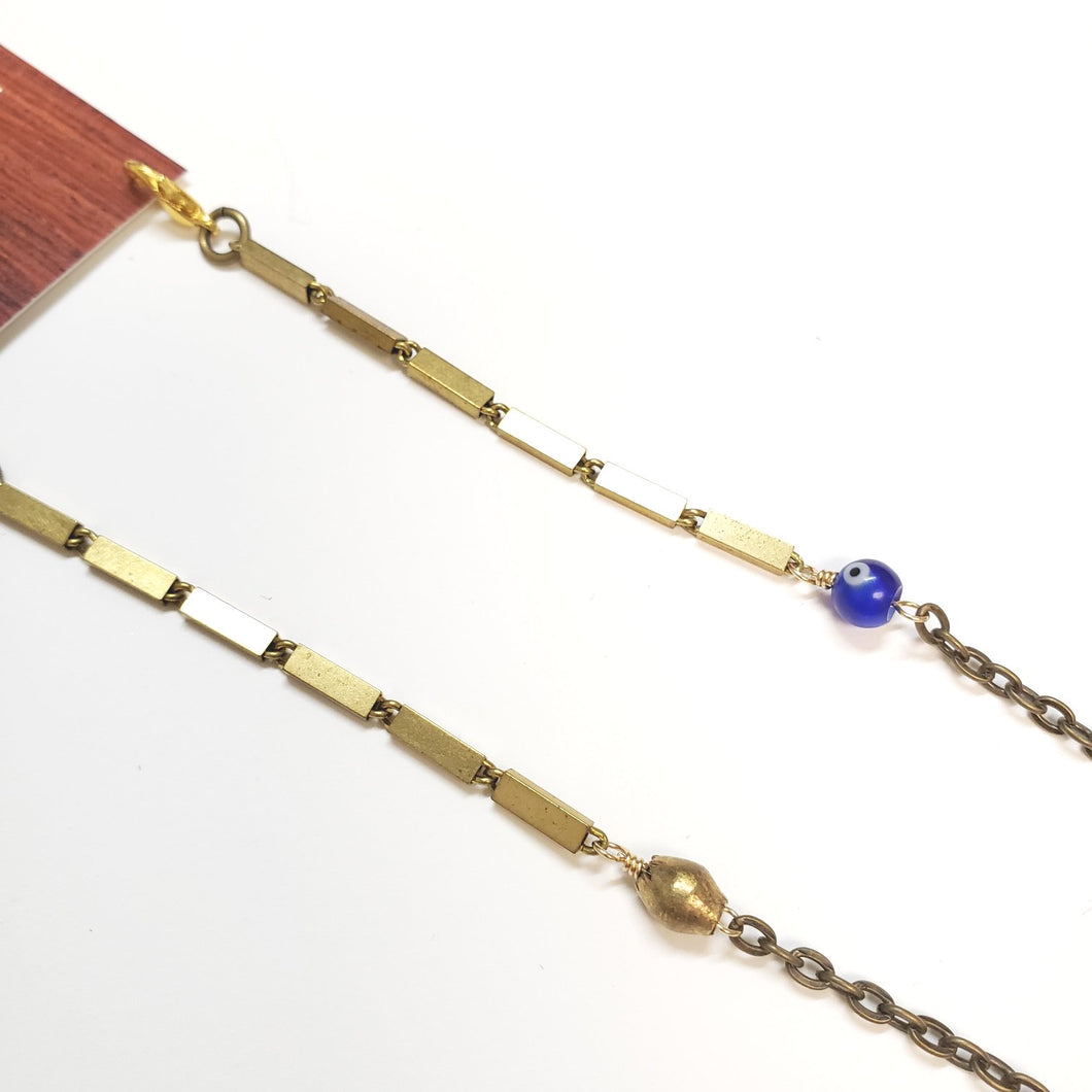 Glasses Chain Vintage brass bar chain Evil Eye - more colors available