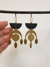 Load image into Gallery viewer, Geometric Moon drop earrings
