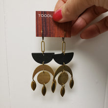 Load image into Gallery viewer, Geometric Moon drop earrings

