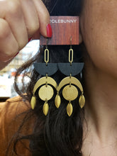 Load image into Gallery viewer, Geometric Moon drop earrings
