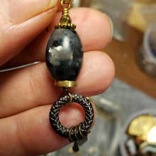 Load image into Gallery viewer, Larvikite fringe drop earrings
