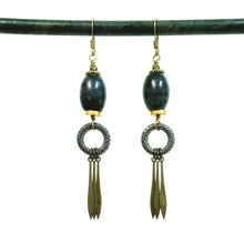 Load image into Gallery viewer, Larvikite fringe drop earrings
