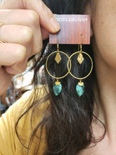 Load image into Gallery viewer, Turquoise Hoop Drop earrings
