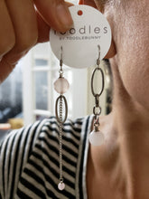 Load image into Gallery viewer, Asymmetric Rose Quartz link drop earrings
