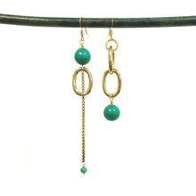 Load image into Gallery viewer, Asymmetric Color pop link drop earrings
