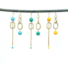 Load image into Gallery viewer, Asymmetric Color pop link drop earrings
