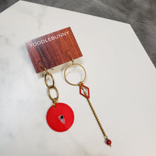 Load image into Gallery viewer, Asymmetric Enamel Color Pop Earrings - Red
