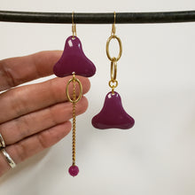Load image into Gallery viewer, Asymmetric Enamel Color Pop Earrings - Purple
