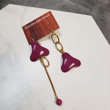 Load image into Gallery viewer, Asymmetric Enamel Color Pop Earrings - Purple
