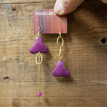 Load image into Gallery viewer, Asymmetric Enamel Color Pop Earrings - Purple
