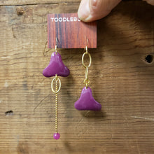 Load image into Gallery viewer, Asymmetric Enamel Color Pop Earrings - Purple

