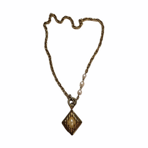 Pearl Diamond Toggle Locket Necklace