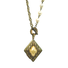 Load image into Gallery viewer, Pearl Diamond Toggle Locket Necklace
