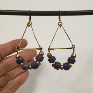 Soft Hoop Teardrop Earrings - Purple