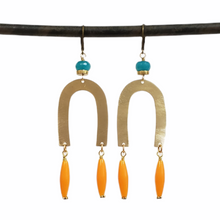 Load image into Gallery viewer, Brass Rainbow Drop Earrings - more colors available
