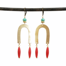 Load image into Gallery viewer, Brass Rainbow Drop Earrings - more colors available
