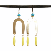 Load image into Gallery viewer, Brass Rainbow Drop Earrings - more colors available
