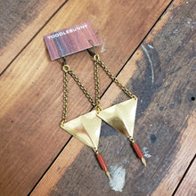 Load image into Gallery viewer, Geometric Triangle Point Drop Earrings - Red Jasper
