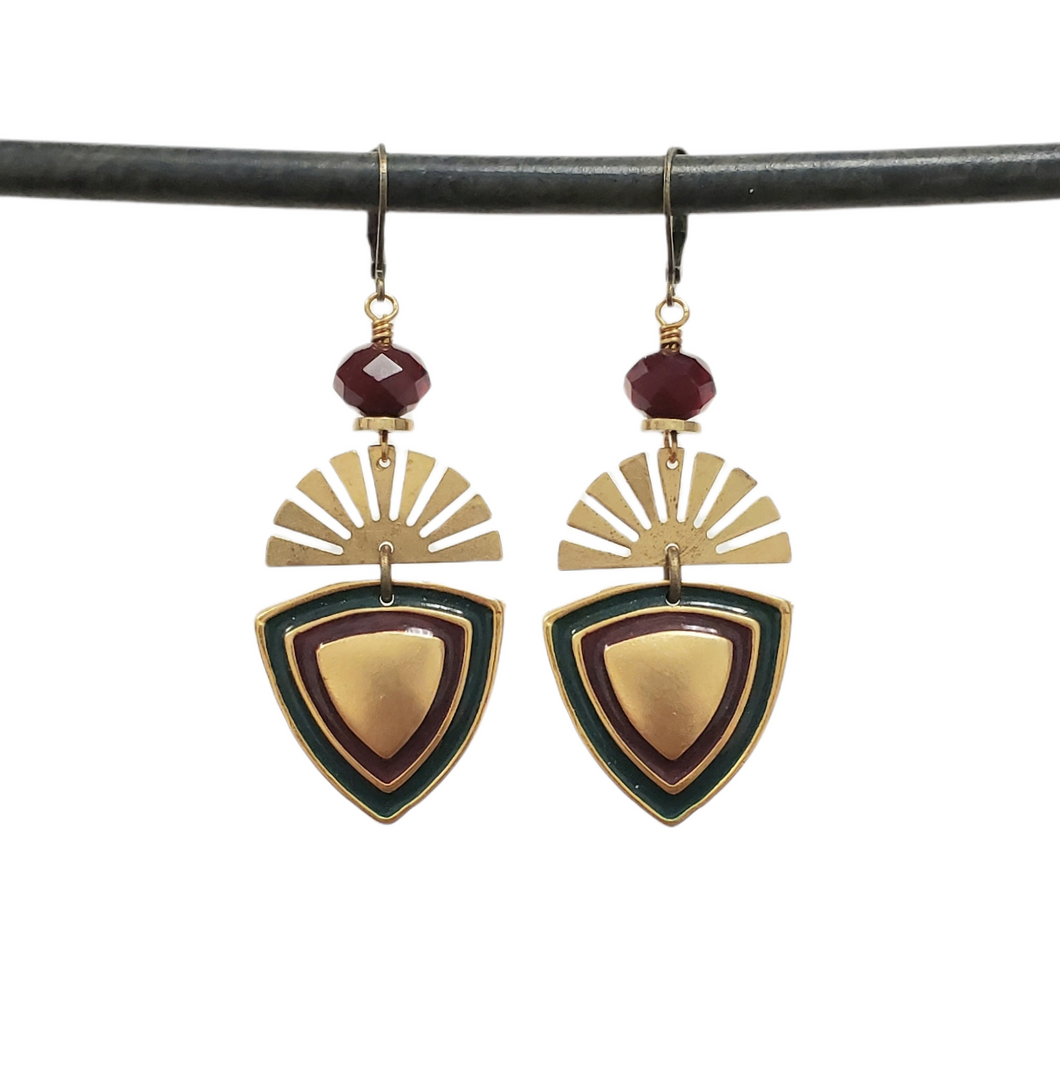 Sun Ray Drop Earrings - Sheild