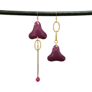 Asymmetric Enamel Color Pop Earrings - Purple