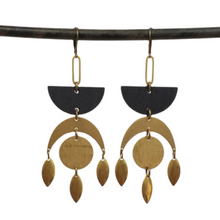 Load image into Gallery viewer, Geometric Moon drop earrings

