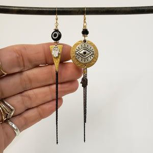 Asymmetric Evil Eye Earrings - more colors available