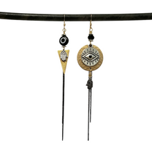 Load image into Gallery viewer, Asymmetric Evil Eye Earrings - more colors available
