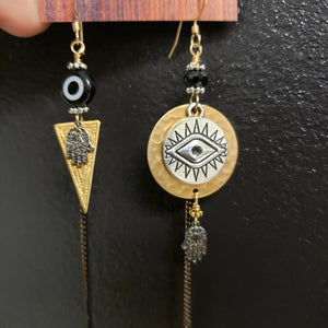 Asymmetric Evil Eye Earrings - more colors available