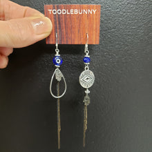 Load image into Gallery viewer, Asymmetric Evil Eye Earrings - Silver
