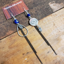 Load image into Gallery viewer, Asymmetric Evil Eye Earrings - Silver
