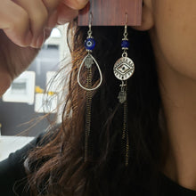 Load image into Gallery viewer, Asymmetric Evil Eye Earrings - Silver
