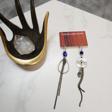 Load image into Gallery viewer, Asymmetric Evil Eye Earrings - Silver
