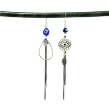 Load image into Gallery viewer, Asymmetric Evil Eye Earrings - Silver
