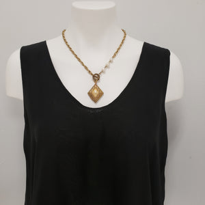 Pearl Diamond Toggle Locket Necklace