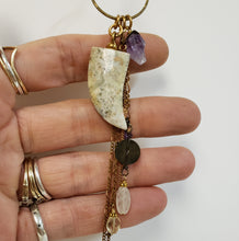 Load image into Gallery viewer, Tusk + Tassel Necklace - Jasper &amp; Amethyst
