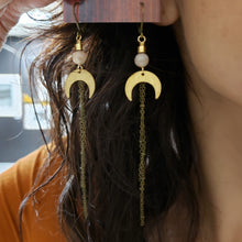 Load image into Gallery viewer, Crescent Moon Duster Earrings
