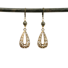 Load image into Gallery viewer, Brass filigree drop earrings
