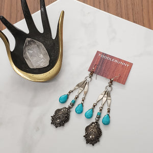 Sleeping Beauty Turquoise Chandelier Drop Earrings