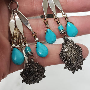 Sleeping Beauty Turquoise Chandelier Drop Earrings