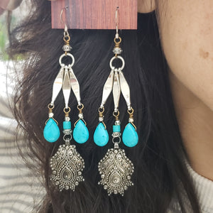 Sleeping Beauty Turquoise Chandelier Drop Earrings