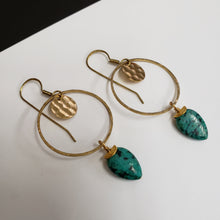 Load image into Gallery viewer, Turquoise Hoop Drop earrings
