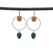 Load image into Gallery viewer, Turquoise Hoop Drop earrings
