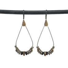 Load image into Gallery viewer, Heishi Teardrop Earrings - mixed metals
