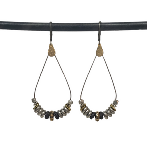 Heishi Teardrop Earrings - mixed metals