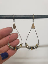 Load image into Gallery viewer, Heishi Teardrop Earrings - mixed metals
